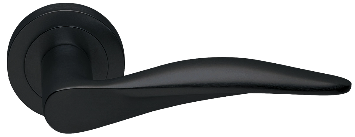 Ручка дверная DALI R2 NERO раздельная на круглой розетке, цвет - черный фото купить Томск