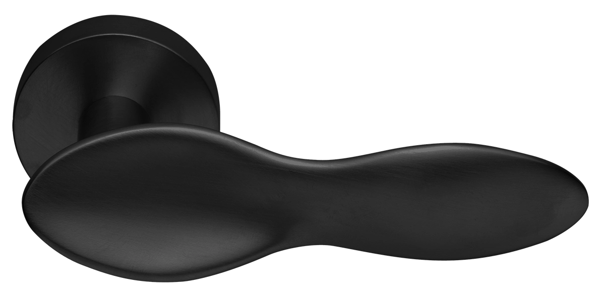 Ручка дверная LUNCH PF NERO раздельная на круглой розетке, цвет - черный фото купить Томск