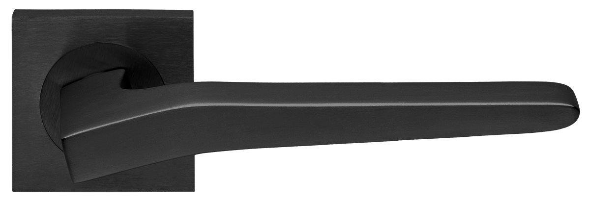 Ручка дверная HILL S2 NERO раздельная на квадратной розетке, цвет - черный фото купить Томск