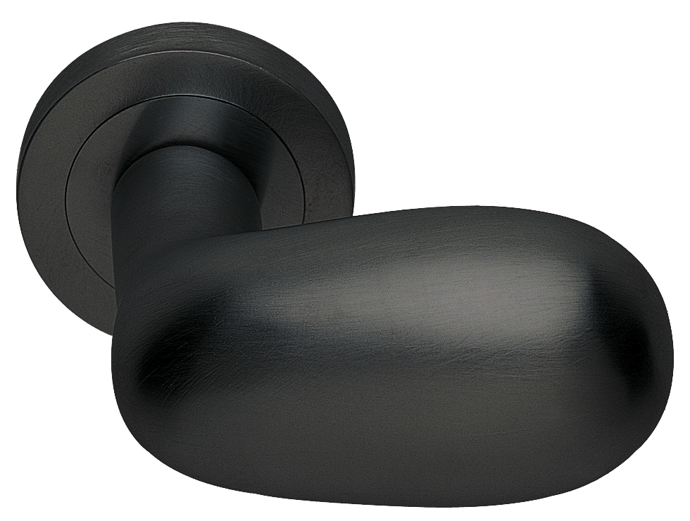 Ручка дверная UOVO R2 NERO раздельная на круглой розетке, цвет - черный фото купить Томск