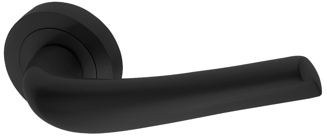 Ручка дверная RAFT R2 NERO раздельная на круглой розетке, цвет - черный фото купить Томск