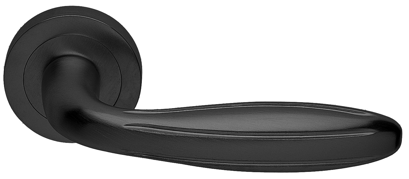 Ручка дверная BUD R2 NERO раздельная на круглой розетке, цвет - черный фото купить Томск