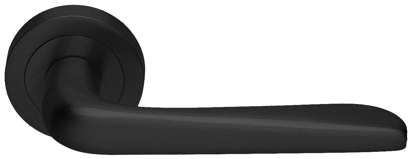 Ручка дверная PETRA R2 NERO раздельная на круглой розетке, цвет - черный фото купить Томск