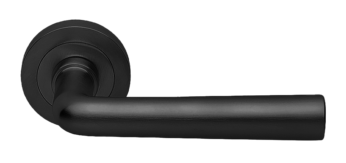 Ручка дверная UNDER R2 NERO раздельная на круглой розетке, цвет - черный фото купить Томск
