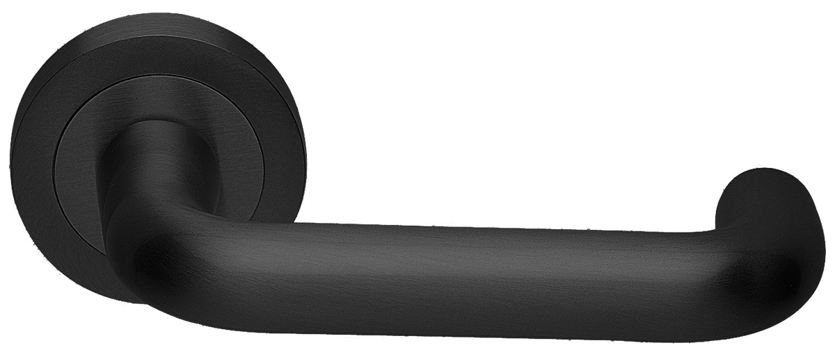 Ручка дверная IRIS R2 NERO раздельная на круглой розетке, цвет - черный фото купить Томск