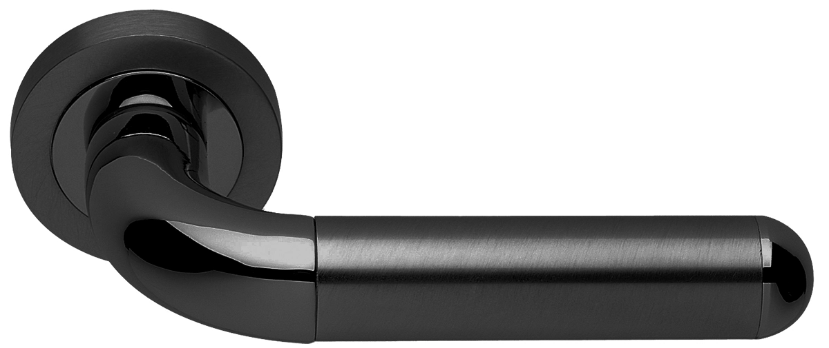 Ручка дверная GAVANA R2 NERO раздельная на круглой розетке, цвет - черный фото купить Томск