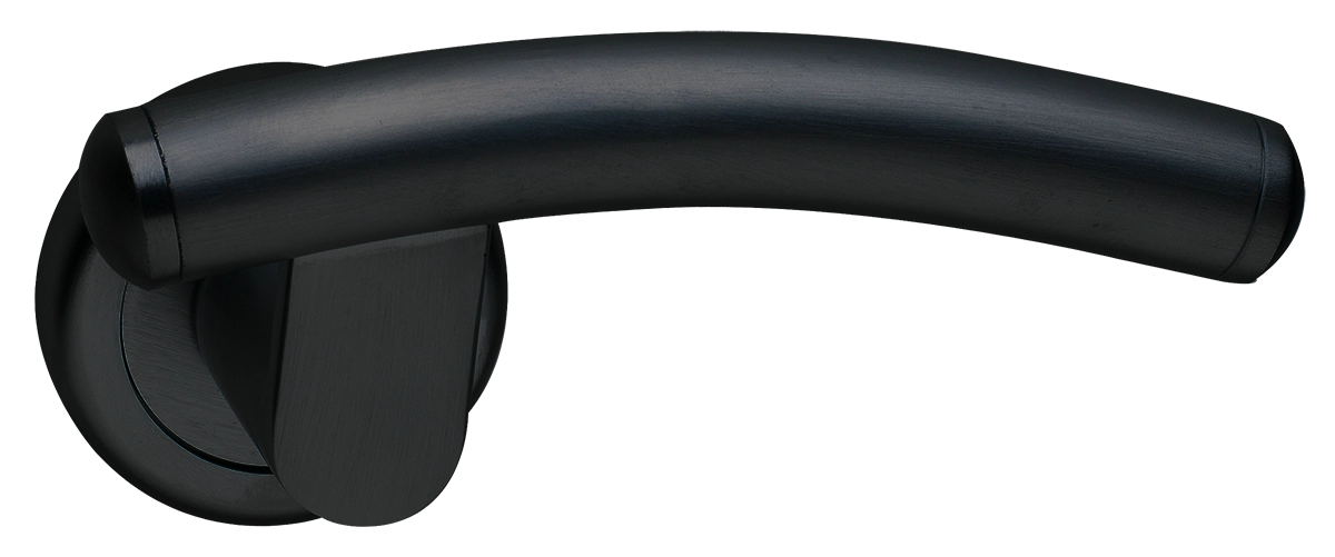 Ручка дверная LUNA R4 NERO раздельная на круглой розетке, цвет - черный фото купить Томск