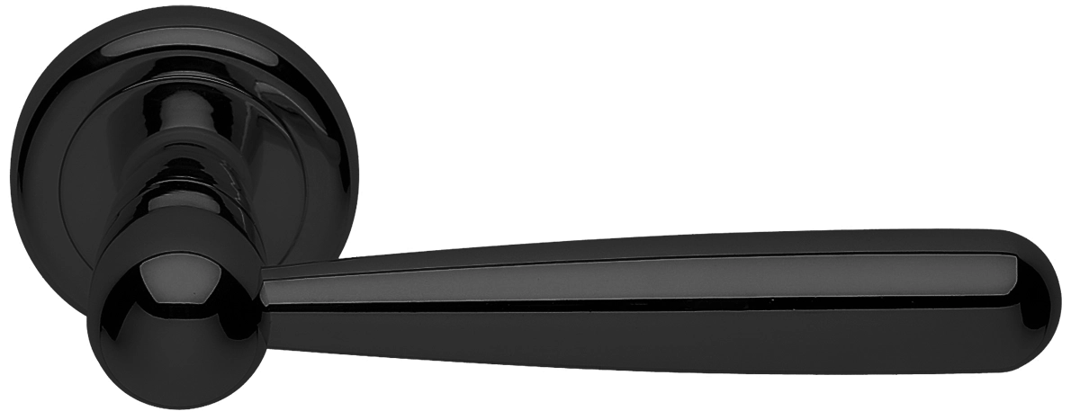 Ручка дверная PINOKKIO R4 NERO раздельная на круглой розетке, цвет - черный фото купить Томск