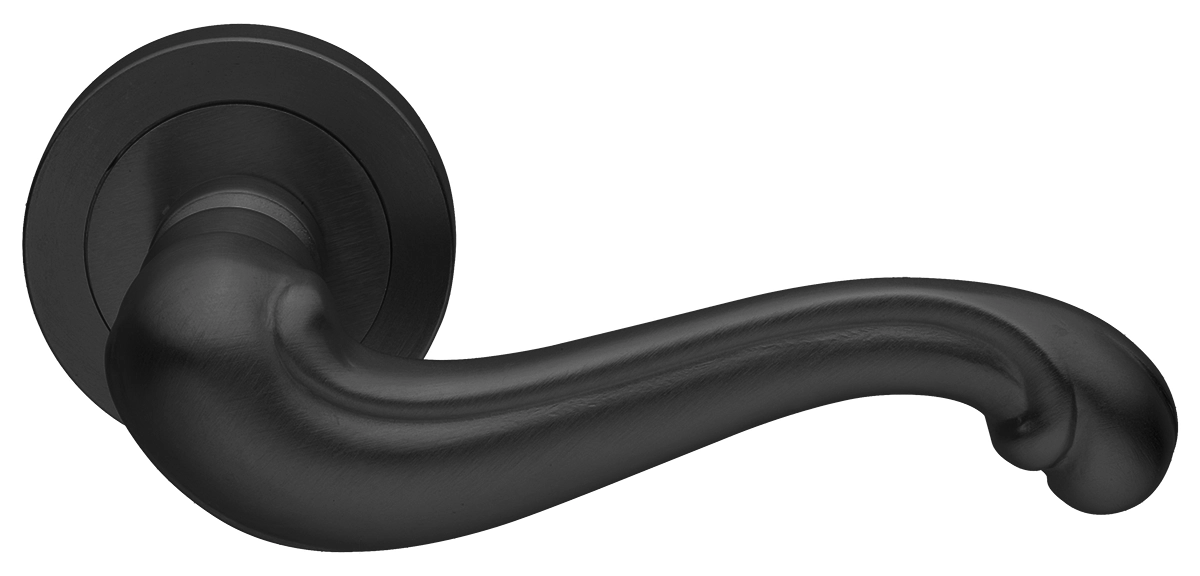 Ручка дверная BAROCCO R2 NERO раздельная на круглой розетке, цвет - черный фото купить Томск