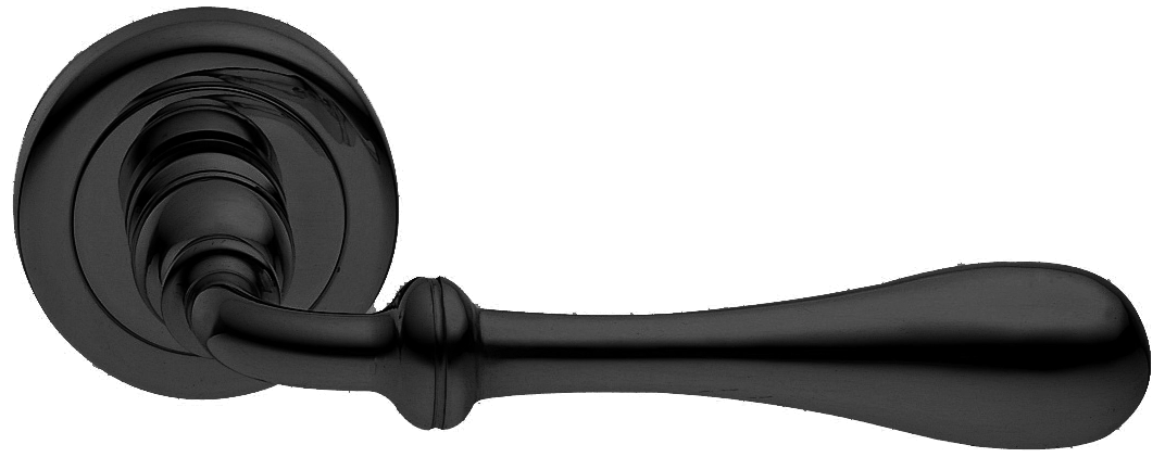 Ручка дверная MARY R4 NERO раздельная на круглой розетке, цвет - черный фото купить Томск