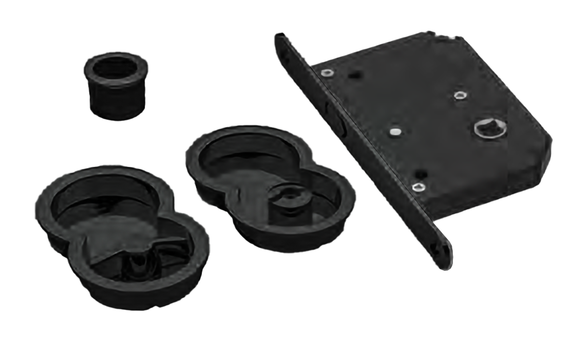 Ручки для раздвижных дверей INFINITY ART.85/B NERO с замком и заверткой, цвет - черный фото купить Томск