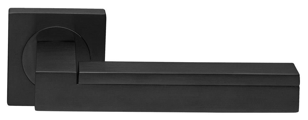 Ручка дверная ISLAND S2 NERO раздельная на квадратной розетке, цвет черный, латунь фото купить в Томске