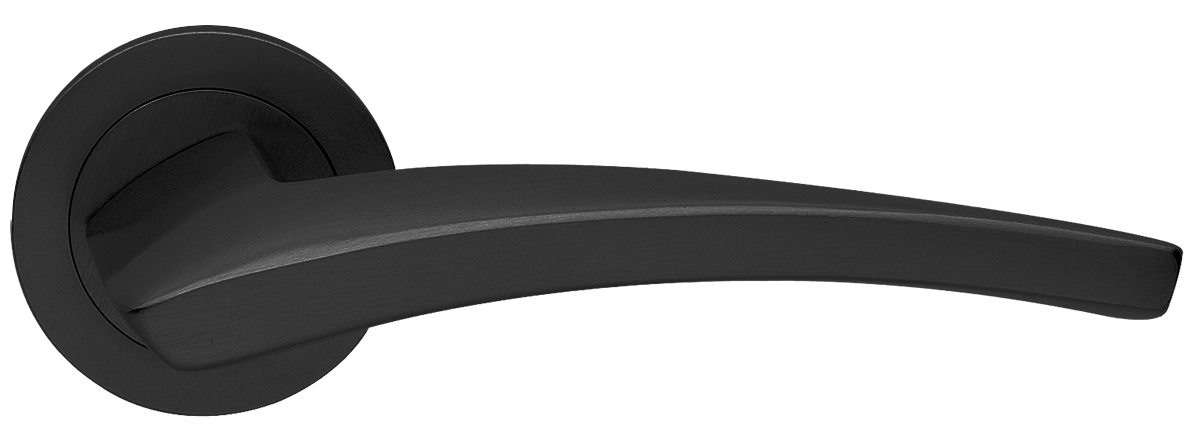 Ручка дверная WIND R2 NERO раздельная на круглой розетке, цвет черный, латунь фото купить в Томске