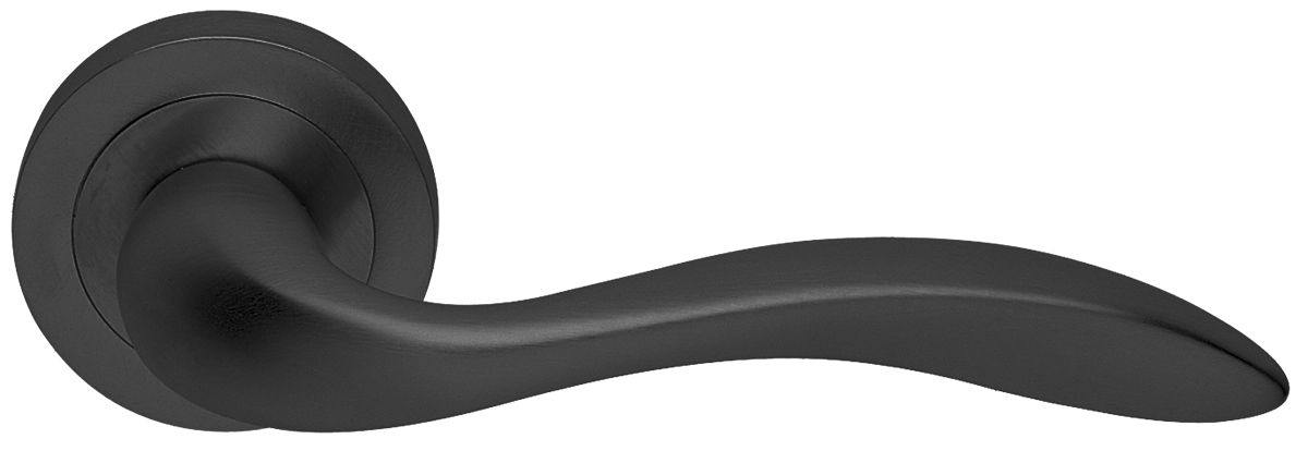 Ручка дверная LEON R2 NERO раздельная на круглой розетке, цвет черный, латунь фото купить в Томске