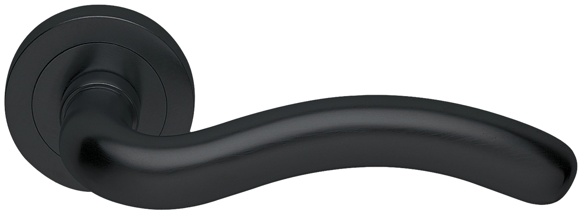 Ручка дверная SNAKE R2 NERO раздельная на круглой розетке, цвет черный, латунь фото купить в Томске