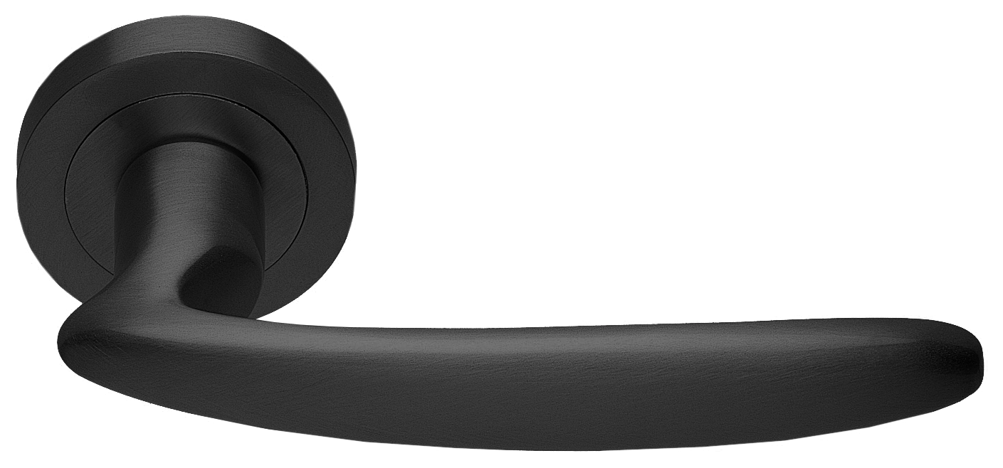 Ручка дверная FLAMINGO R2 NERO раздельная на круглой розетке, цвет черный, латунь фото купить в Томске