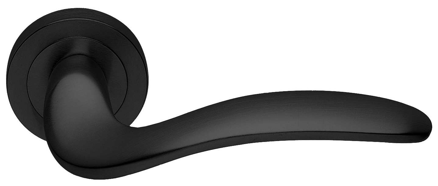 Ручка дверная COBRA R2 NERO раздельная на круглой розетке, цвет черный, латунь фото купить в Томске