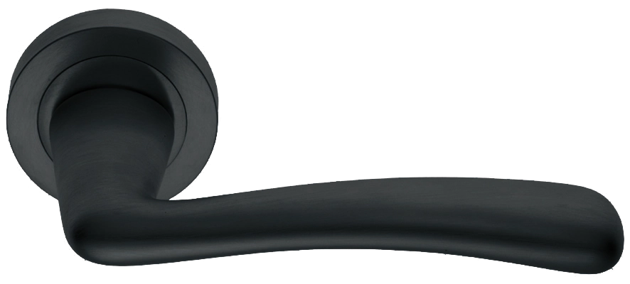 Ручка дверная COCKATOO R2 NERO раздельная на круглой розетке, цвет черный, латунь фото купить в Томске