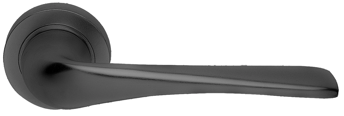 Ручка дверная LE MANS R2 NERO раздельная на круглой розетке, цвет черный, латунь фото купить в Томске