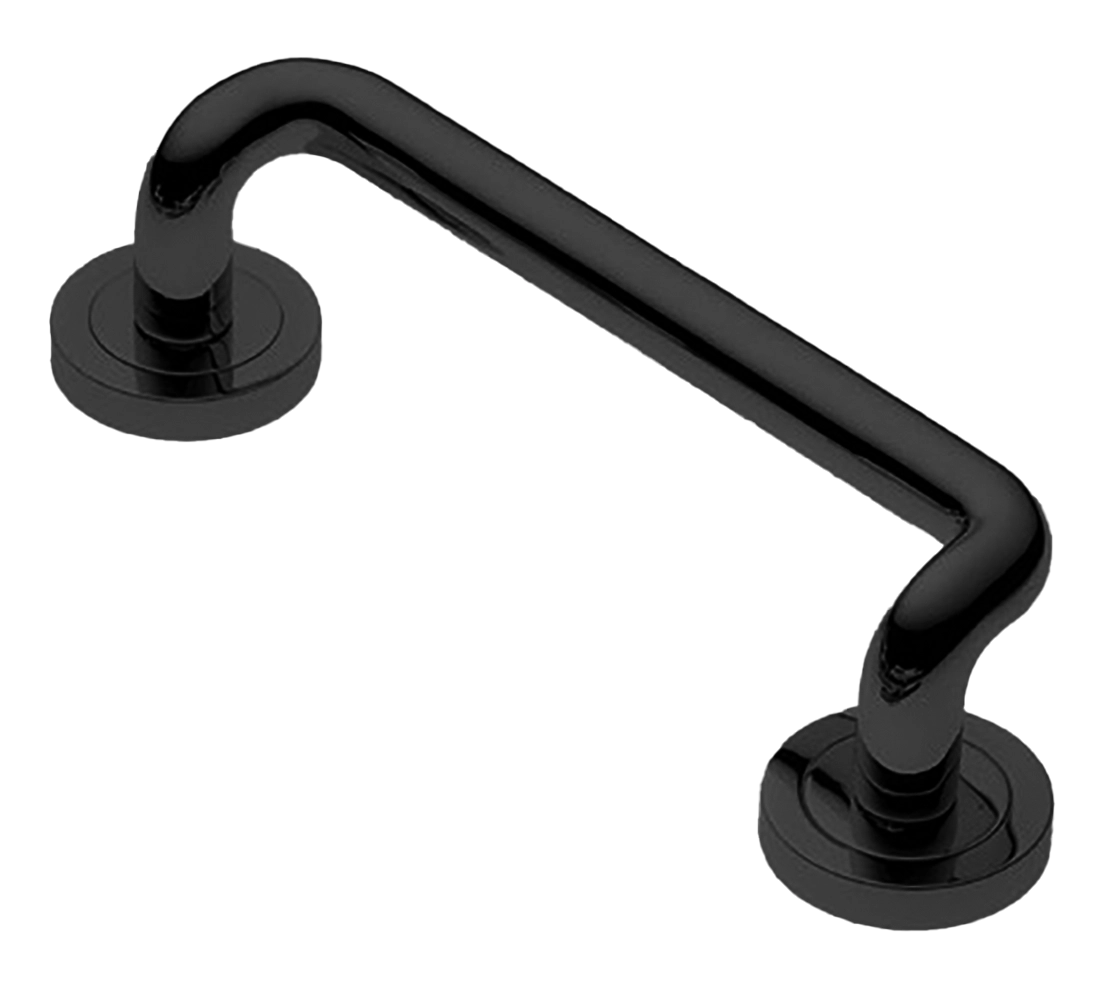 Ручка-скоба дверная SNAKE PH NERO на круглой розетке, цвет черный, латунь фото купить в Томске