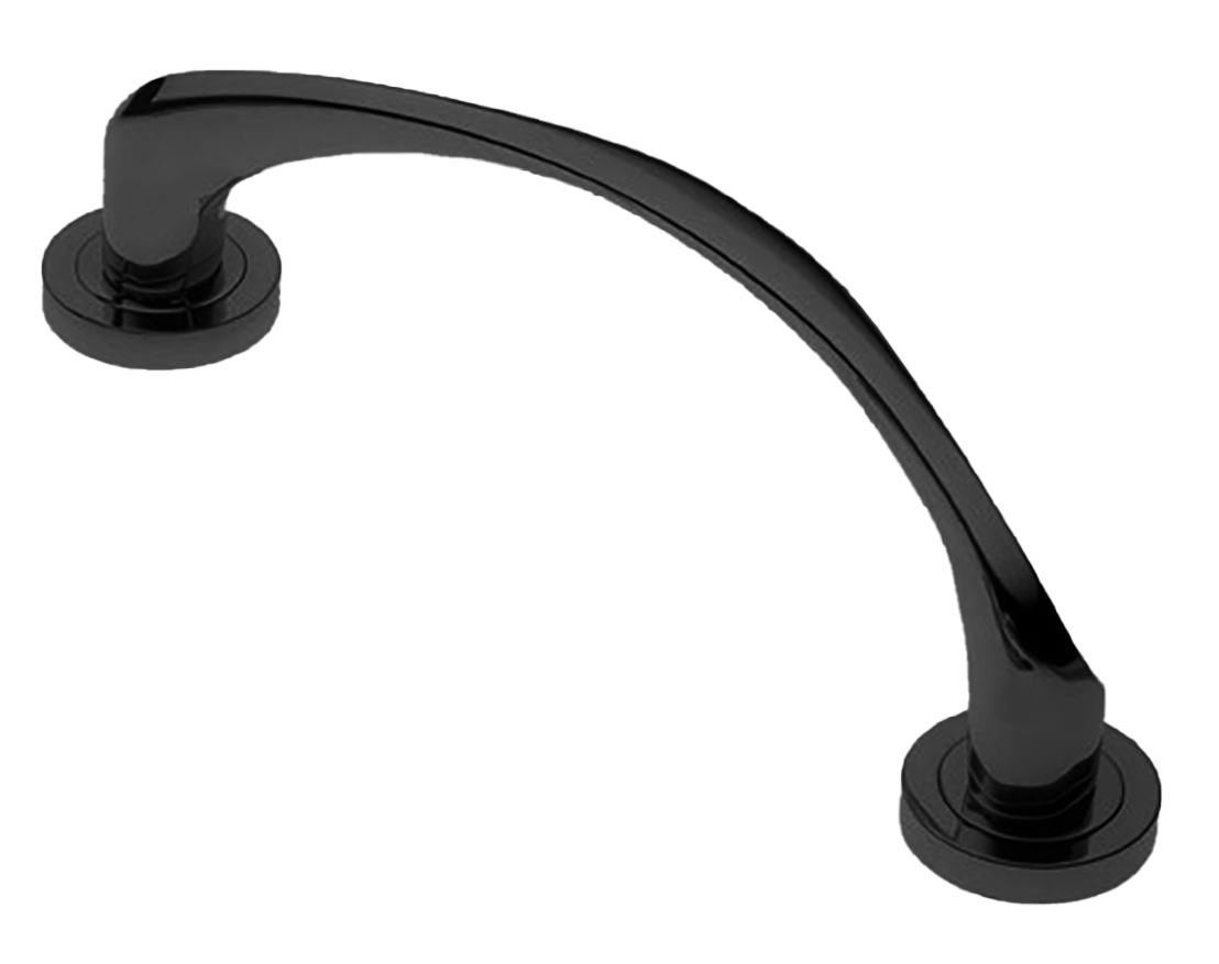 Ручка-скоба дверная COBRA PH NERO на круглой розетке, цвет черный, латунь фото купить в Томске