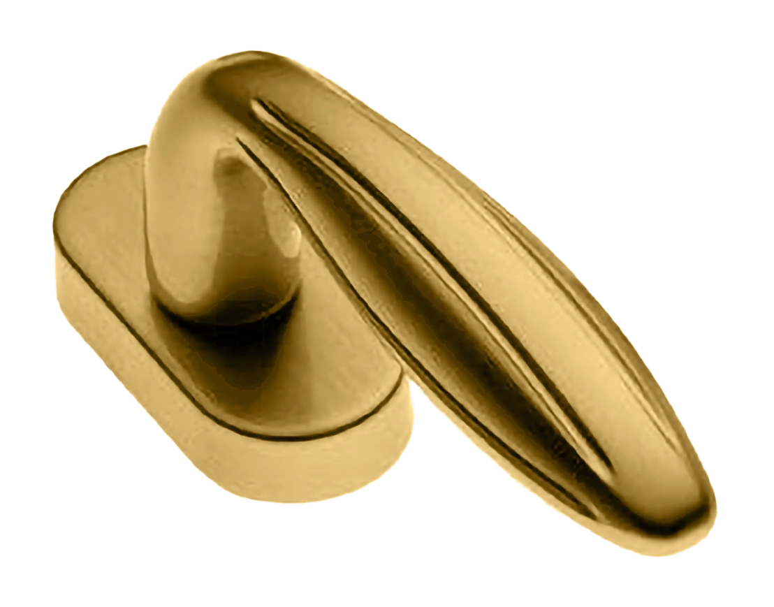 Ручка оконная BUD W1 OSA на прямоугольной розетке, цвет матовое золото, латунь фото купить в Томске