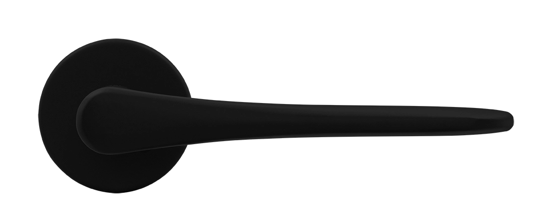 Ручка дверная AULA R5 NERO-ST на круглой розетке, цвет черный soft-touch, ЦАМ фото купить в Томске