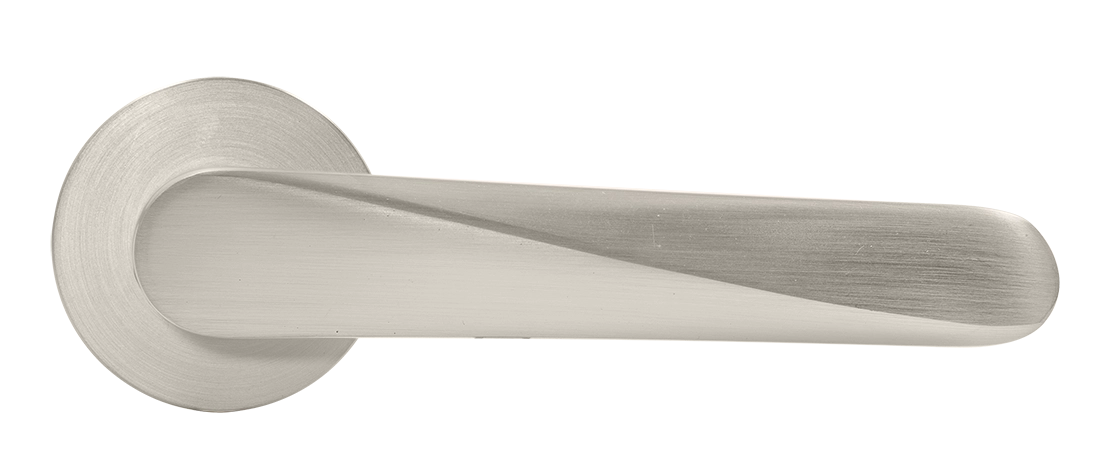 Ручка дверная CAYAN MH-58-R6 MSN раздельная на круглой розетке 6 мм, цвет матовый сатинированный никель, ЦАМ фото купить в Томске