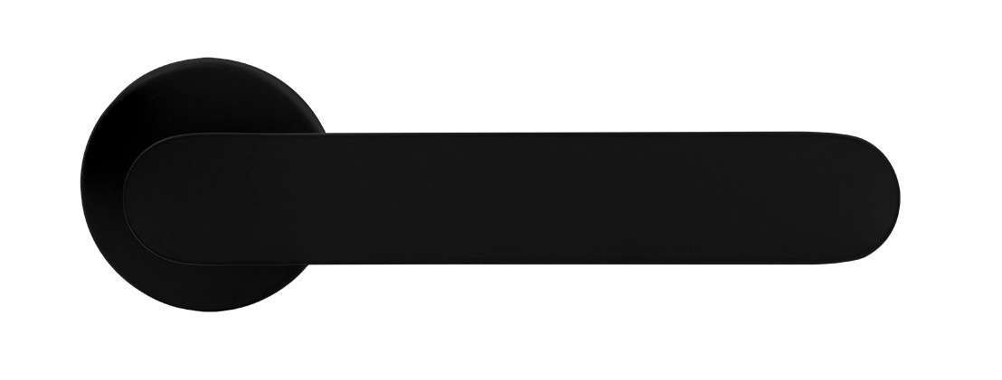 Ручка дверная LE BOAT R5 NERO-ST раздельная на круглой розетке, цвет черный soft-touch, латунь фото купить в Томске