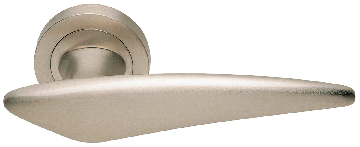 Ручка дверная BOLID R2 NIS раздельная на круглой розетке, цвет матовый никель, латунь фото купить Томск