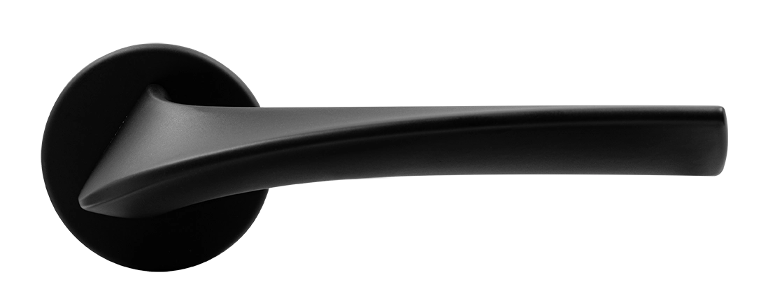 Ручка дверная COMETA R5 NERO-ST на круглой розетке цвет черный soft-touch, ЦАМ фото купить в Томске