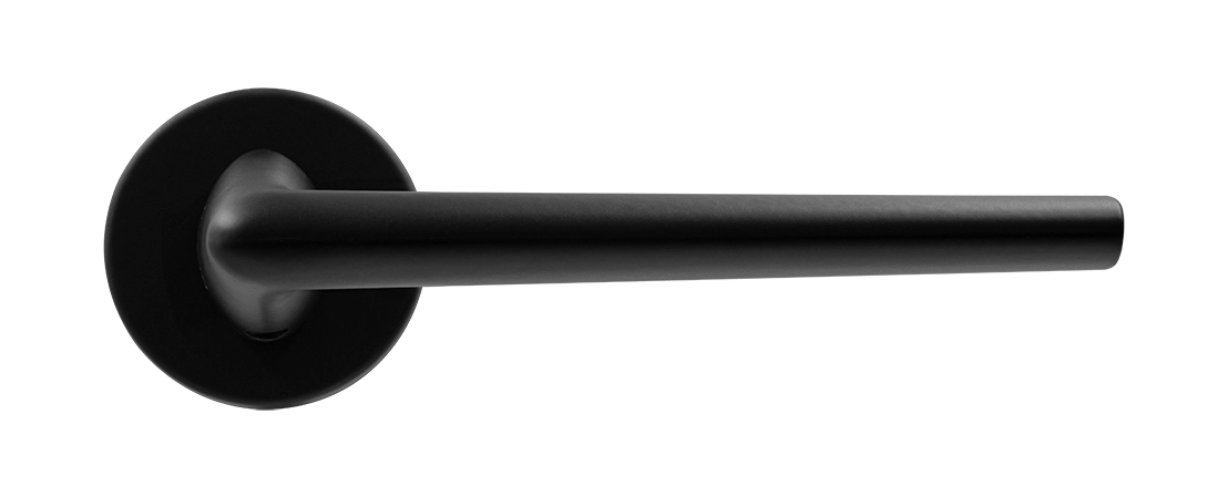 Ручка дверная THE FORCE R5 NERO-ST на круглой розетке, цвет черный soft-touch, ЦАМ фото купить в Томске