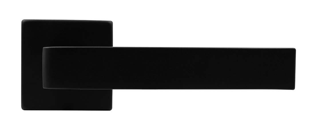 Ручка дверная HORIZONT S5 NERO-ST на квадратной розетке, цвет черный soft-touch, ЦАМ фото купить в Томске