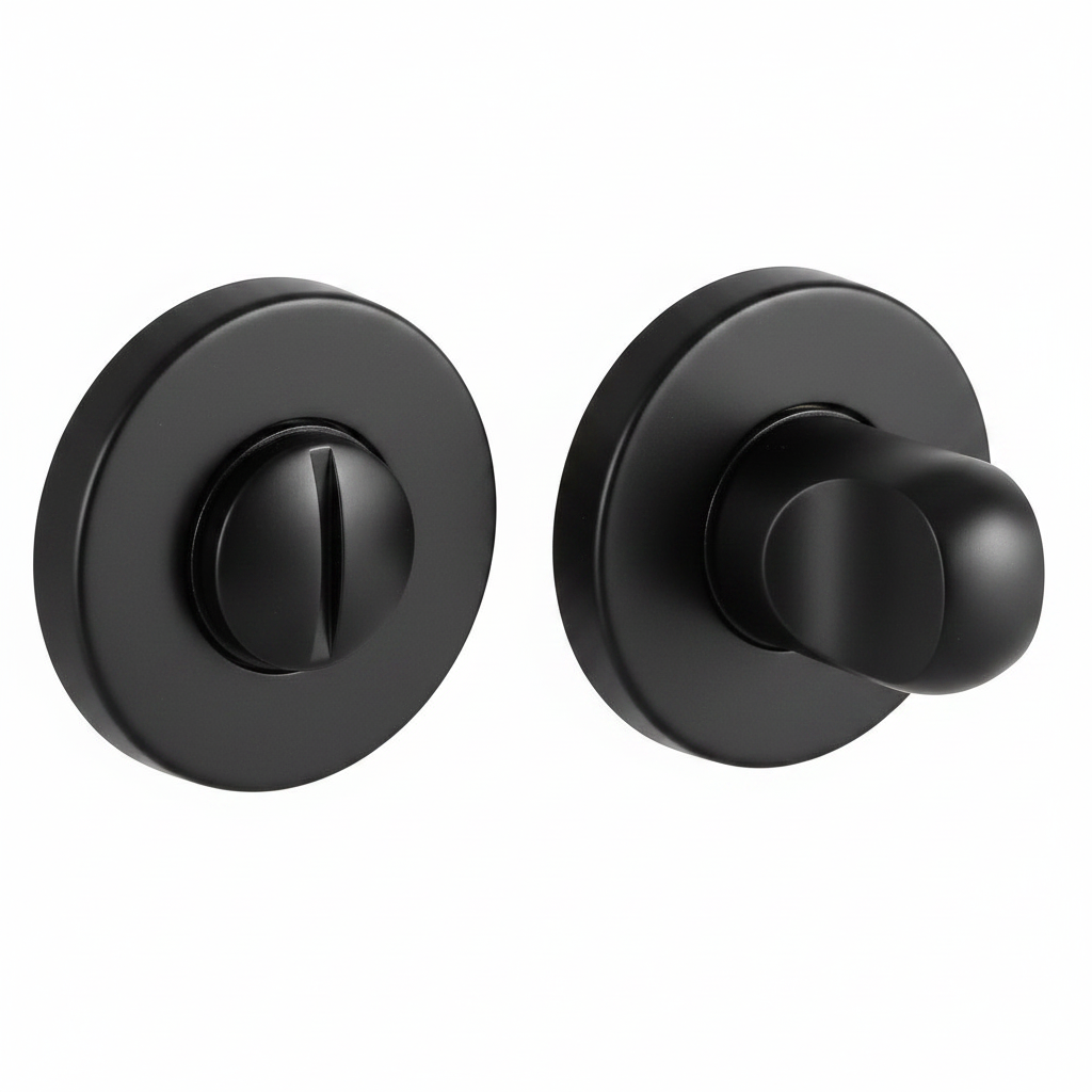 Завертка сантехническая LUX-WC-R3-E NERO-ST на круглой розетке цвет черный soft-touch, ЦАМ фото купить Томск
