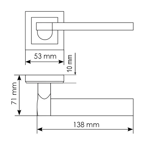 Ручка дверная AGBAR MH-21 SC/CP-S раздельная на квадратной накладке, цвет матовый хром/хром, ЦАМ фото фурнитура Томск