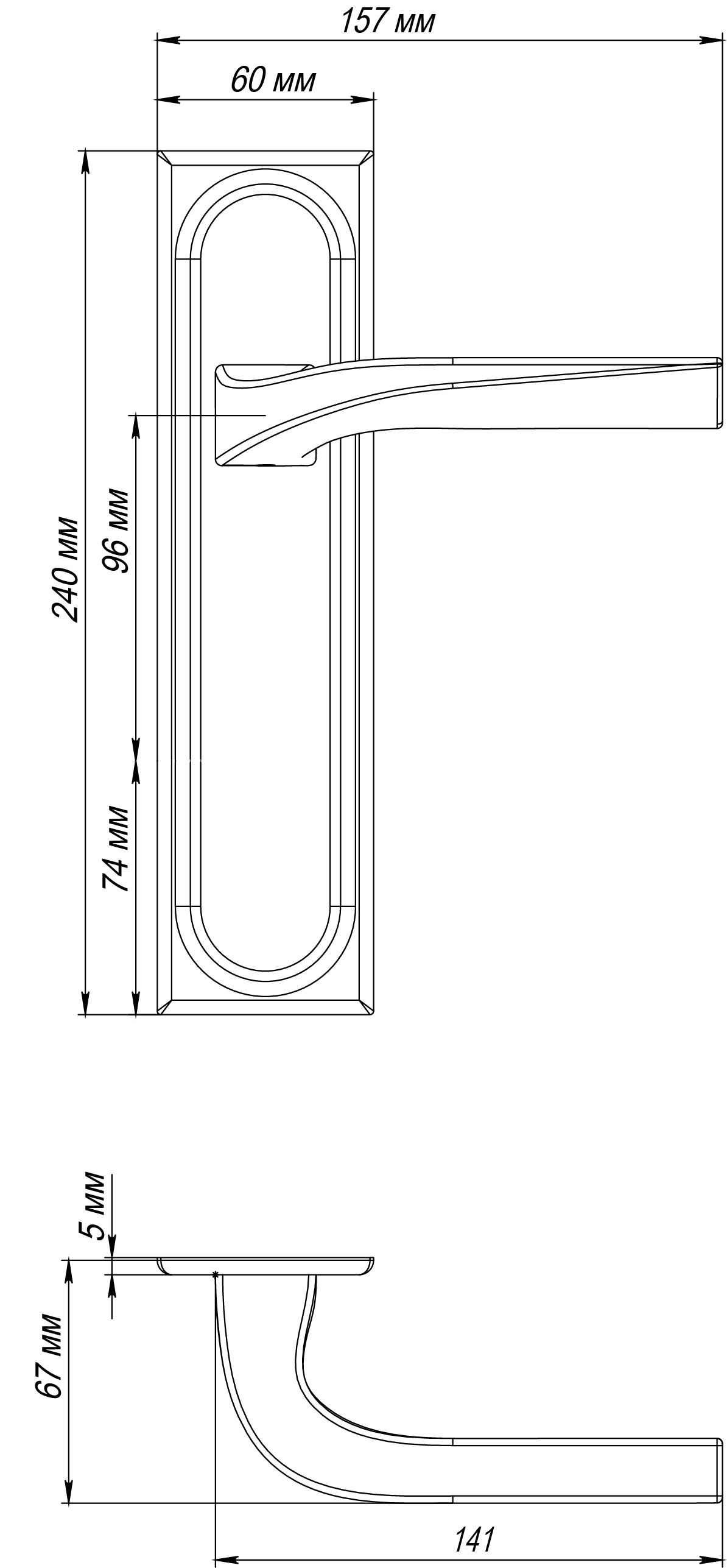 Ручка дверная WD CONCERT HALL PLS SST на планке, цвет Летняя гроза/Summer Storm фото фурнитура Томск