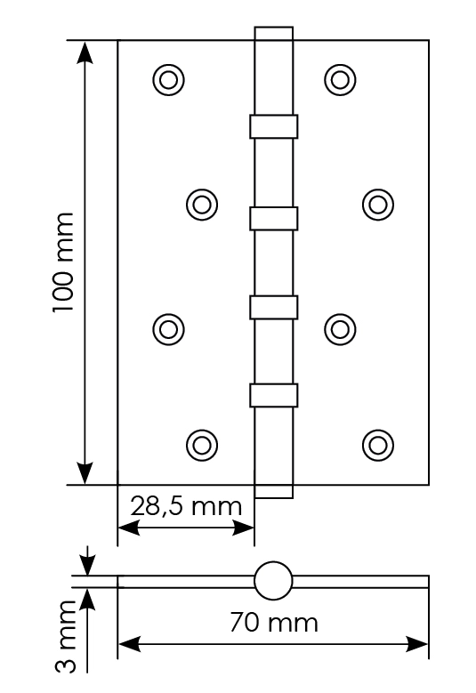 Петля карточная универсальная MBU 100X70X3-4BB COF латунь,врезная,цвет кофе фото купить в Томске