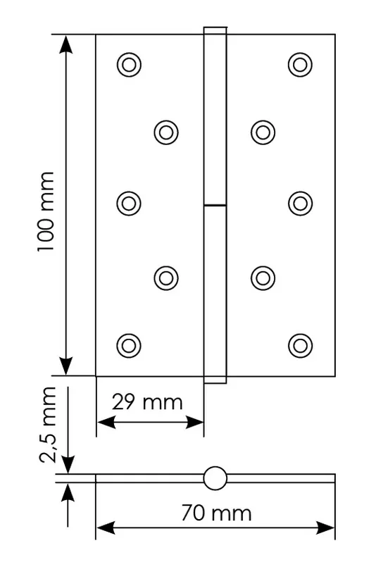 Петля универсальная разъемная MSD 100X70X2.5 AB L стальная левая, врезная, цвет бронза фото купить в Томске