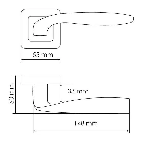 Ручка дверная SHELL MH-45 GR/CP-S55 раздельная на квадратной розетке, цвет графит/хром, ЦАМ Light фото купить в Томске