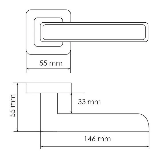 Ручка дверная FLEX MH-44 SC/CP-S55 раздельная на квадратной накладке, цвет матовый хром/хром, ЦАМ Light фото купить в Томске