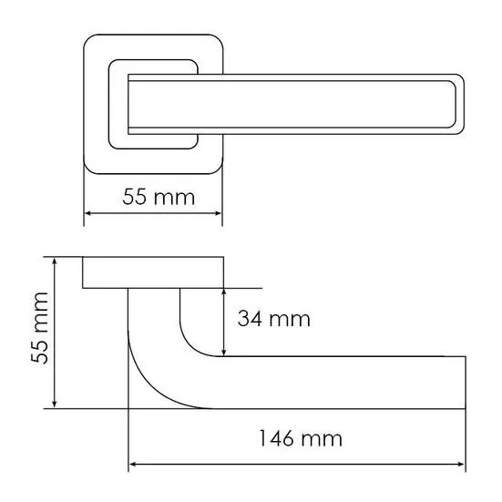 Ручка дверная EON MH-46 GR/CP-S55 раздельная на квадратной розетке, цвет графит/хром, ЦАМ Light фото фурнитура Томск