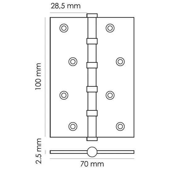 Петля карточная универсальная MS 100X70X2.5-4BB BL, врезная, цвет черный, сталь фото купить в Томске